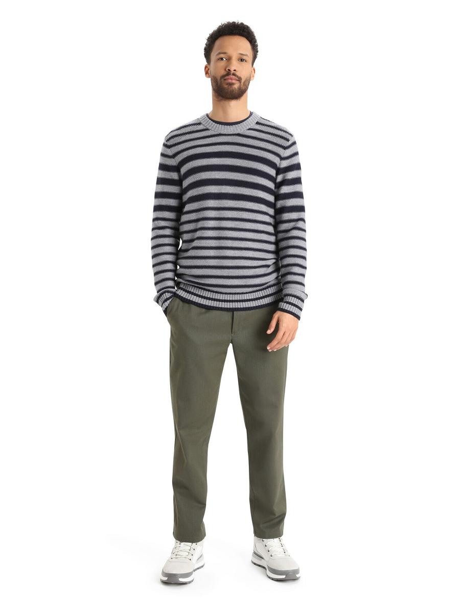 Midnight Navy / Gritstone Heather Men's Icebreaker Merino Waypoint Crewe Sweaters | USA 1222HAPK